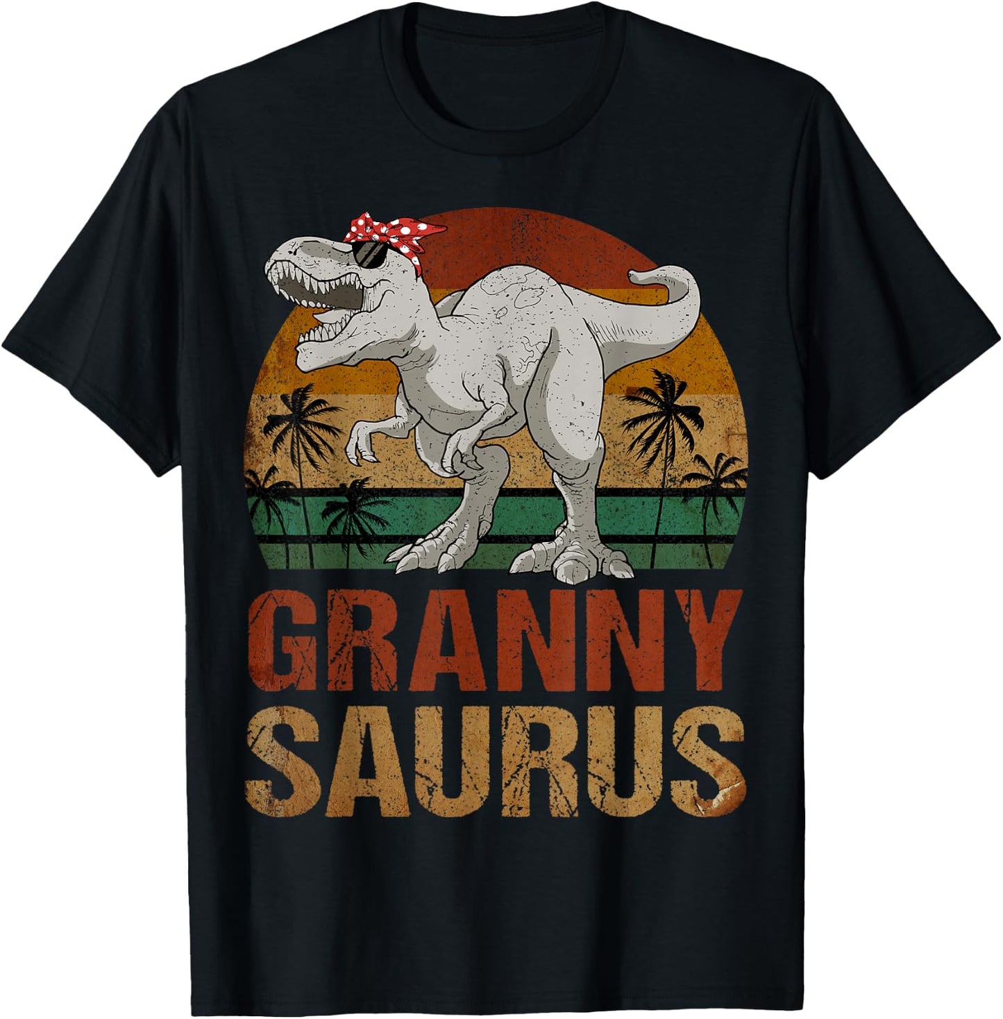Grannysaurus T Rex Dinosaur Granny Saurus Retro Mother's Day T-Shirt - T-Shirt | Black