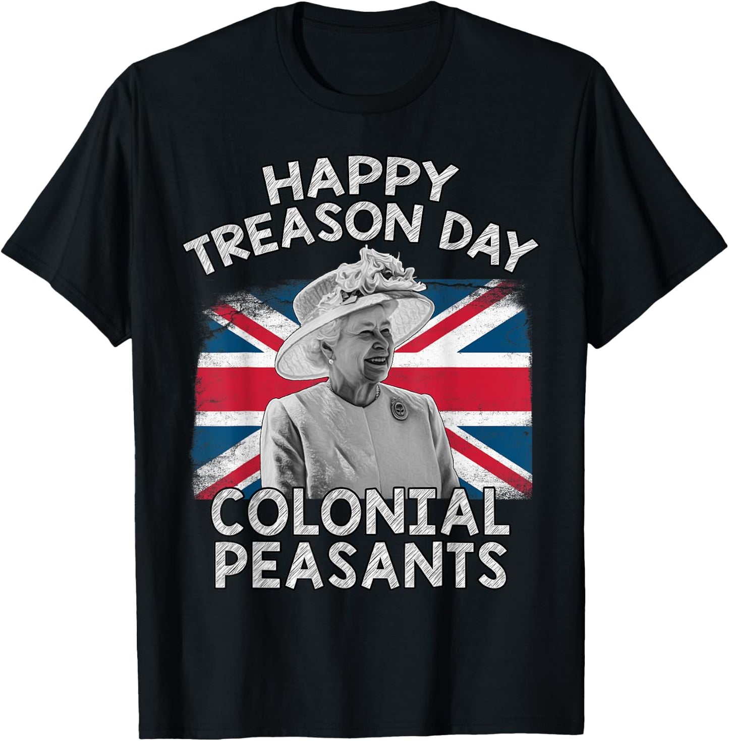 Happy Treason Day Colonial Peasants USA 4th of July UK Queen Kids Men T-Shirt - T-Shirt | Black