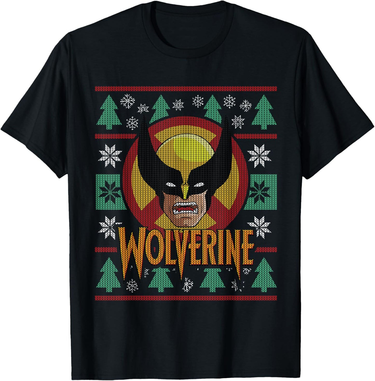 Marvel X-Men Wolverine Holiday Sweater T-Shirt - T-Shirt | Black