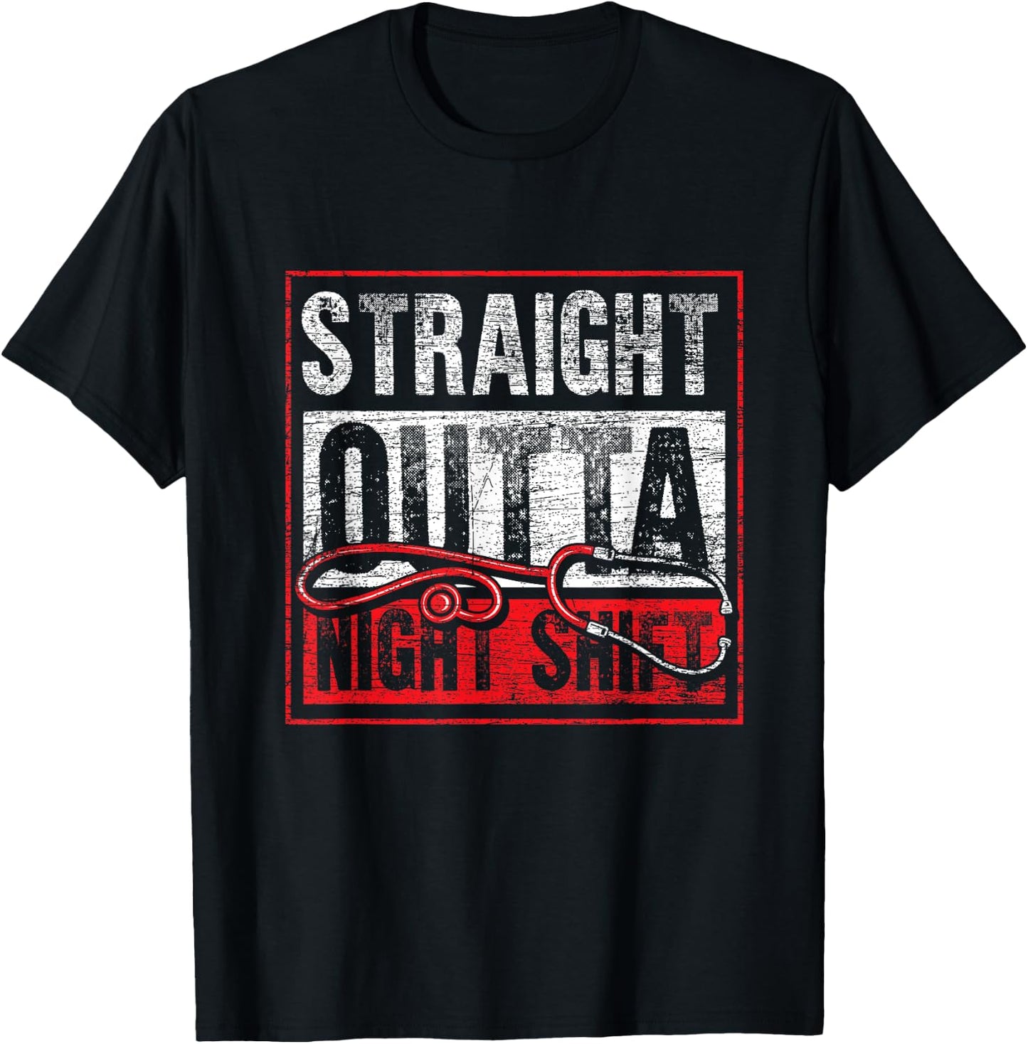 Straight Out of the Night Shift Funny Nurse T-Shirt - T-Shirt | Black