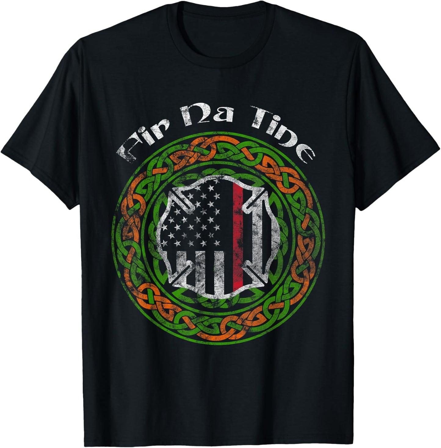 Thin Red Line Fir Na Tine Irish Firefighter T-Shirt - T-Shirt | Black