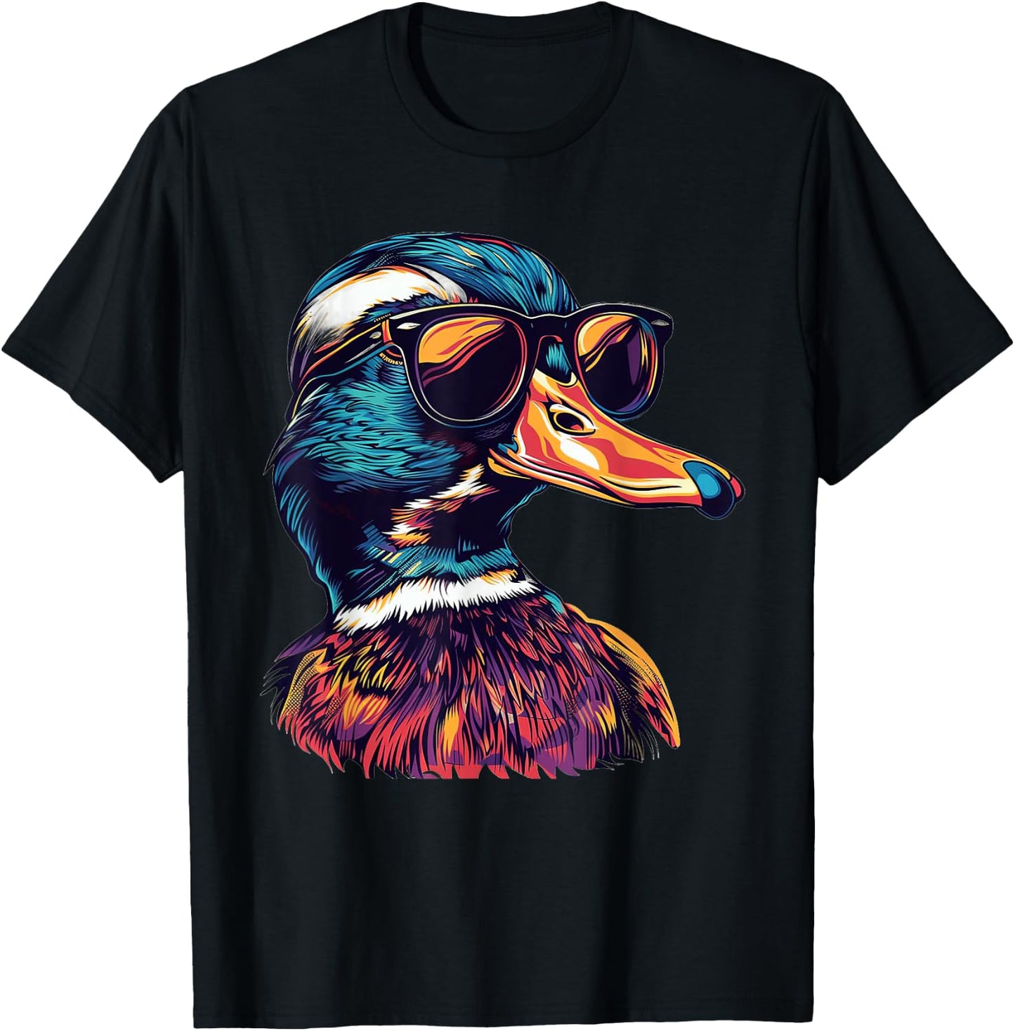 Wood Duck With Sunglasses T-Shirt - T-Shirt | Black