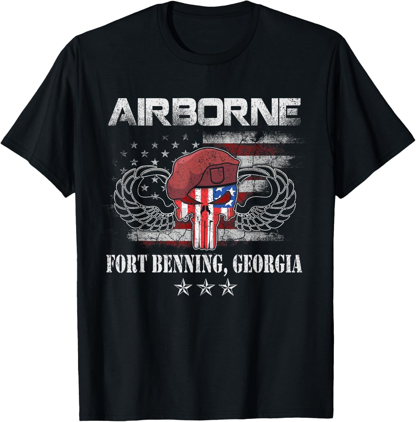 Fort Benning GA Army Base-Airborne , Veterans Day Gift T-Shirt - T-Shirt | Black