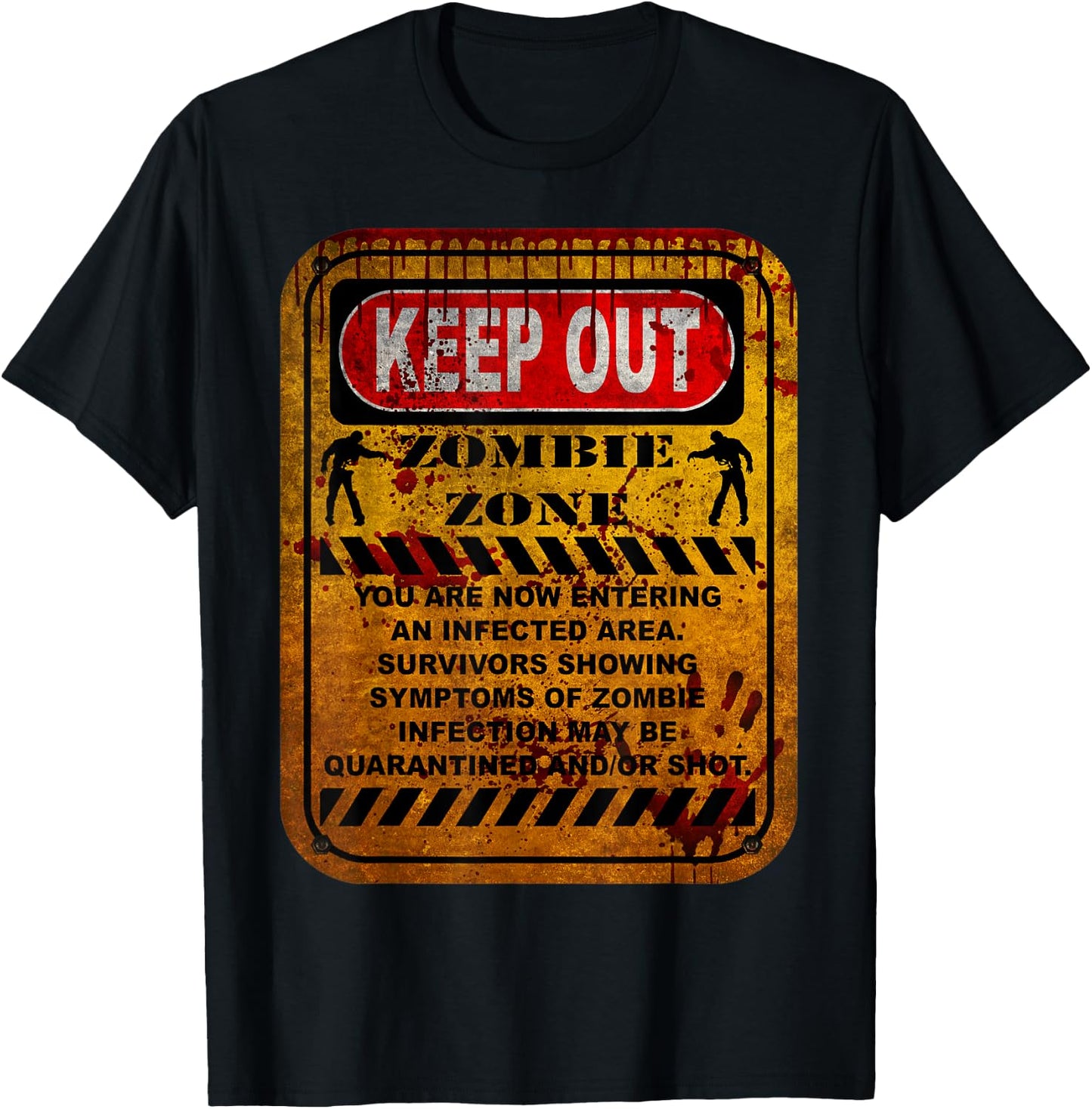 Zombie Zone Warning Sign T-Shirt - T-Shirt | Black