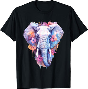 Elephant Watercolor Artwork Elephant Art Lover Men T-Shirt - T-Shirt | Black