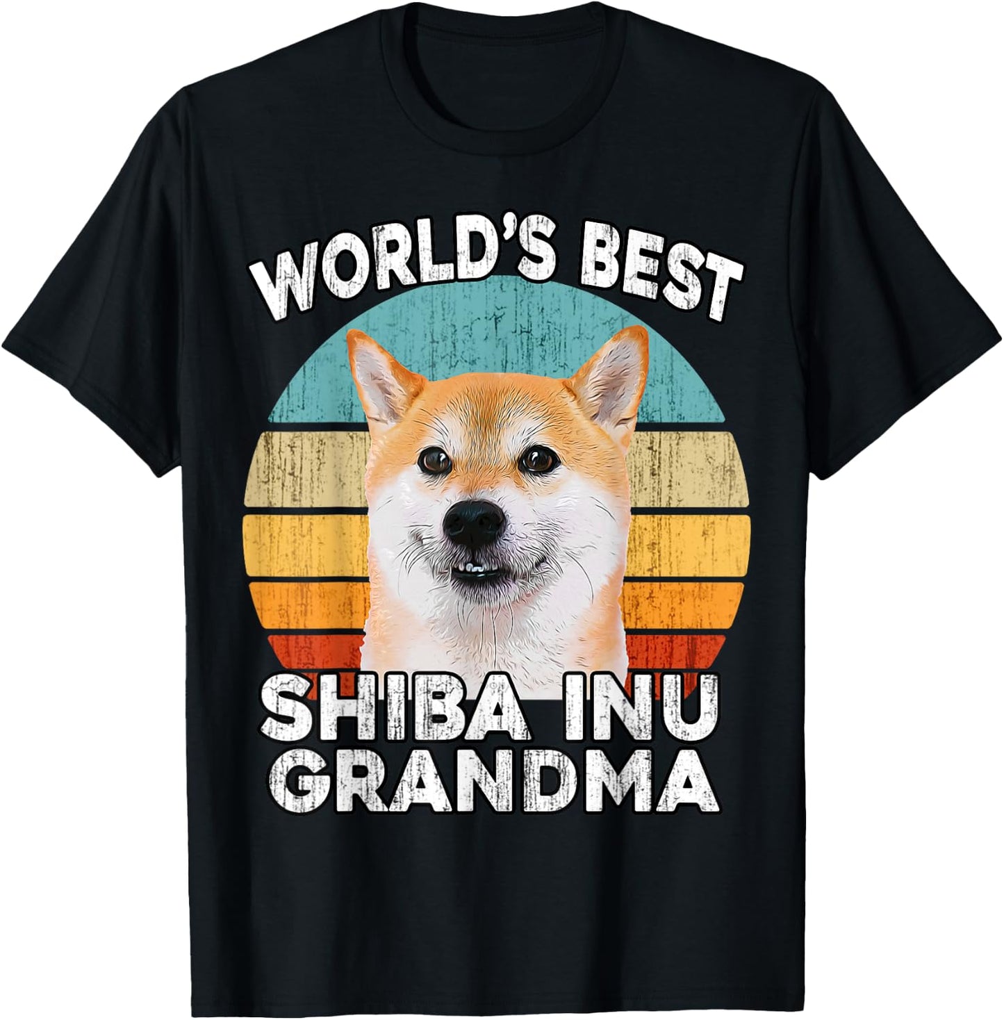 Shiba Inu Grandma Funny Worlds Best Shiba Grandma Dog Retro T-Shirt - T-Shirt | Black