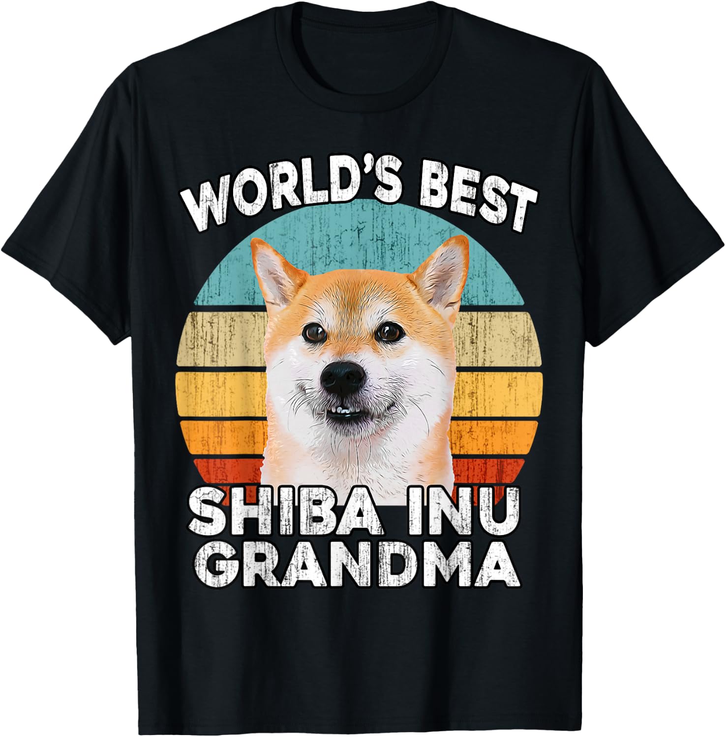 Shiba Inu Grandma Funny Worlds Best Shiba Grandma Dog Retro T-Shirt - T-Shirt | Black