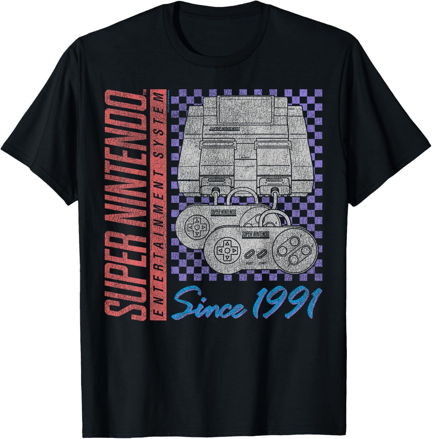 Super Nintendo Entertainment System Retro Faded 1991 Logo T-Shirt - T-Shirt | Black