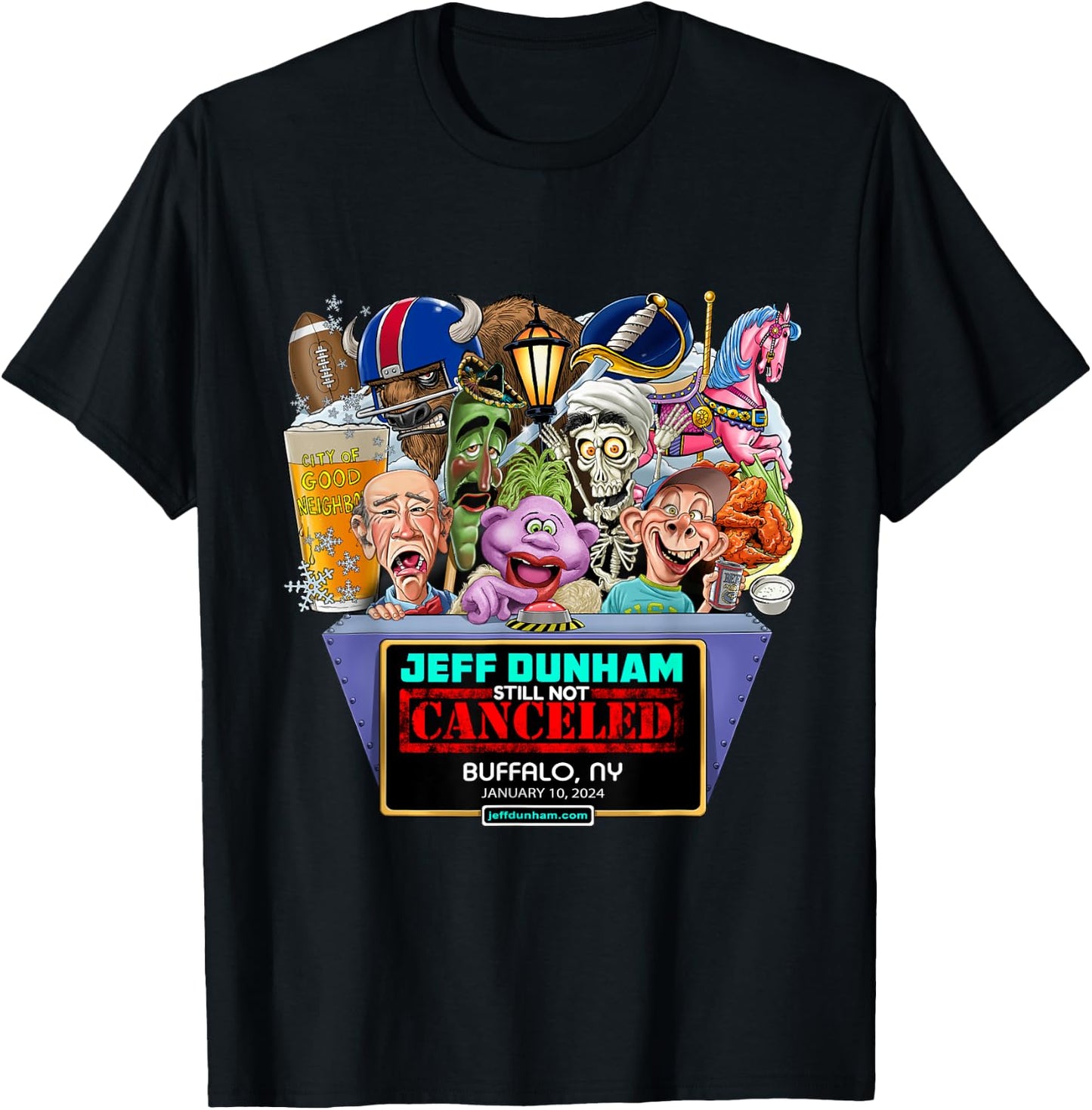 Jeff Dunham Buffalo, NY (2024) T-Shirt - T-Shirt | Black
