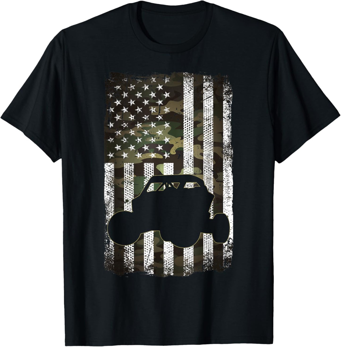 Camo American Flag UTV SXS USA Flag Camouflage 4 Wheelers Men T-Shirt - T-Shirt | Black