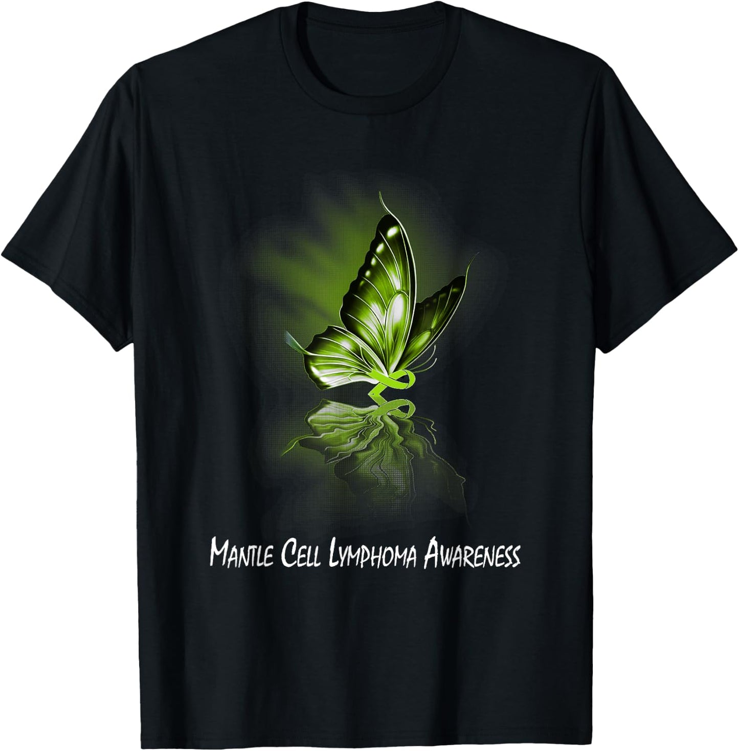 Butterfly Ribbon Mantle Cell Lymphoma Awareness T-Shirt - T-Shirt | Black