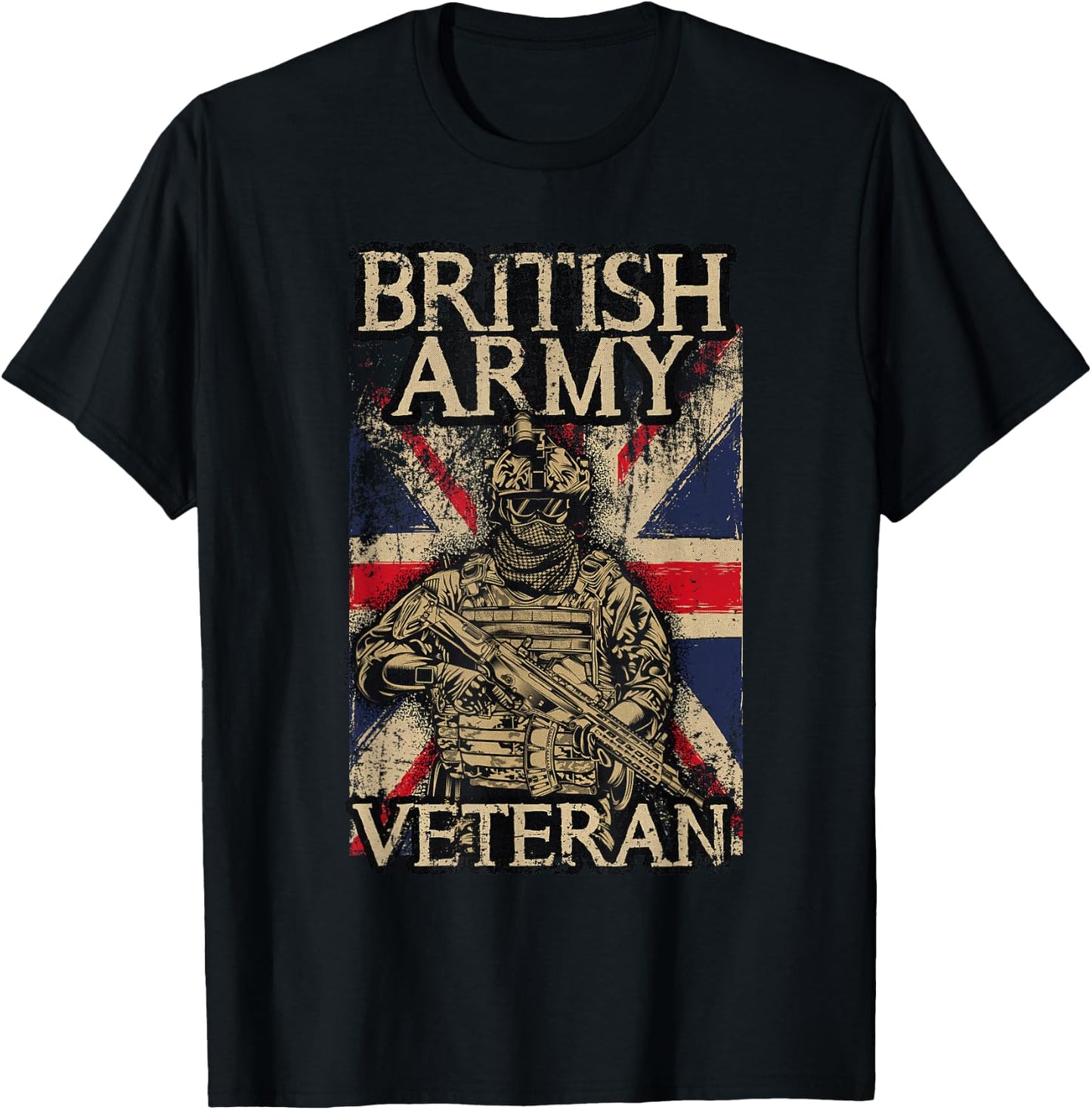 British Army Veteran Soldier Union Jack Flag UK Armed Forces T-Shirt - T-Shirt | Black
