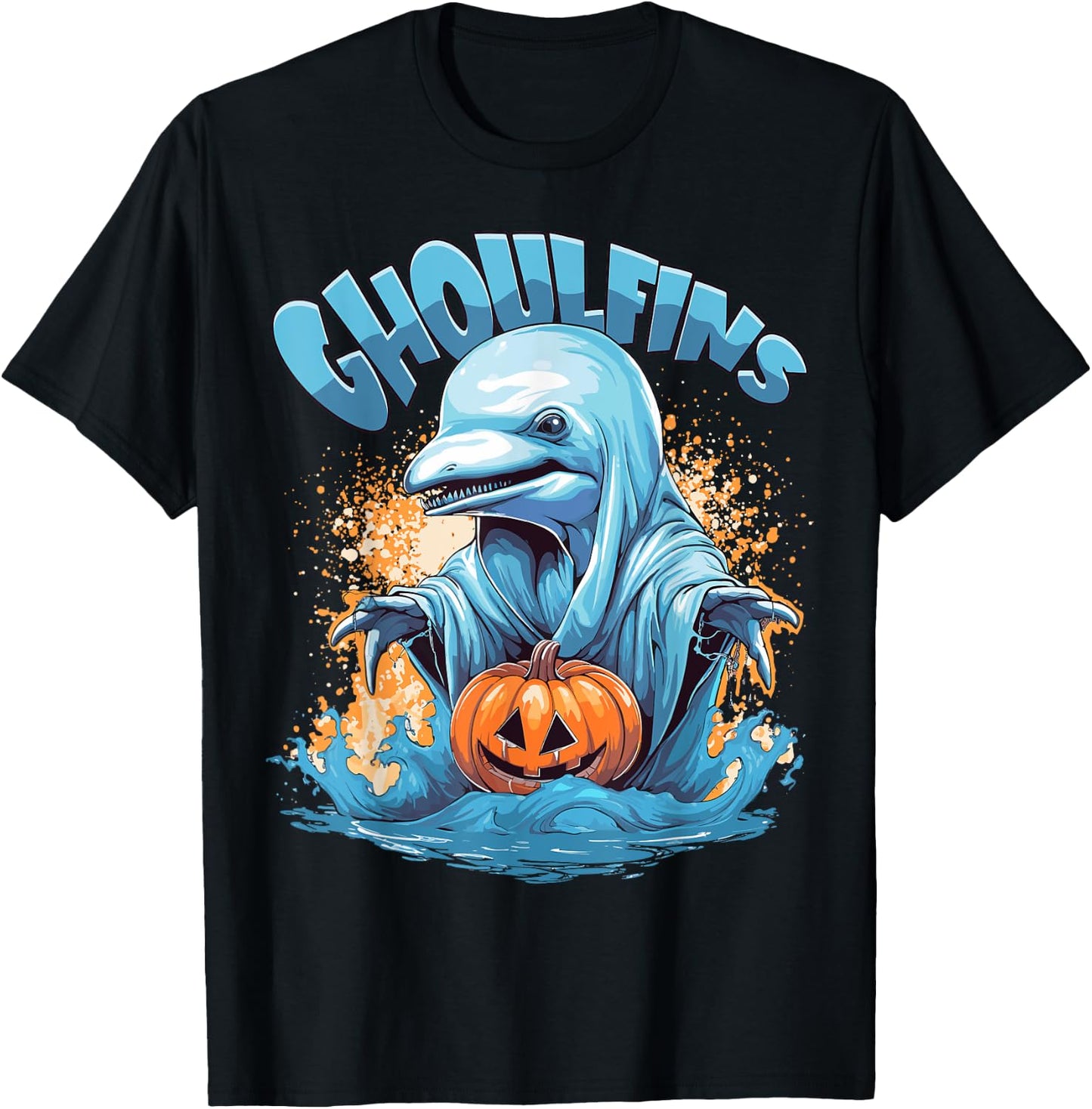 Ghoulfins - Dolphin Halloween Costume For Adult Men Women T-Shirt - T-Shirt | Black