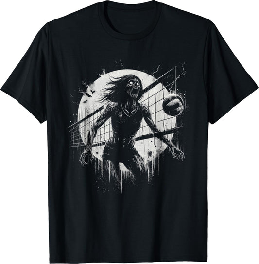 Female Zombie Volleyball - Creepy Volleyball Halloween Lover T-Shirt - T-Shirt | Black
