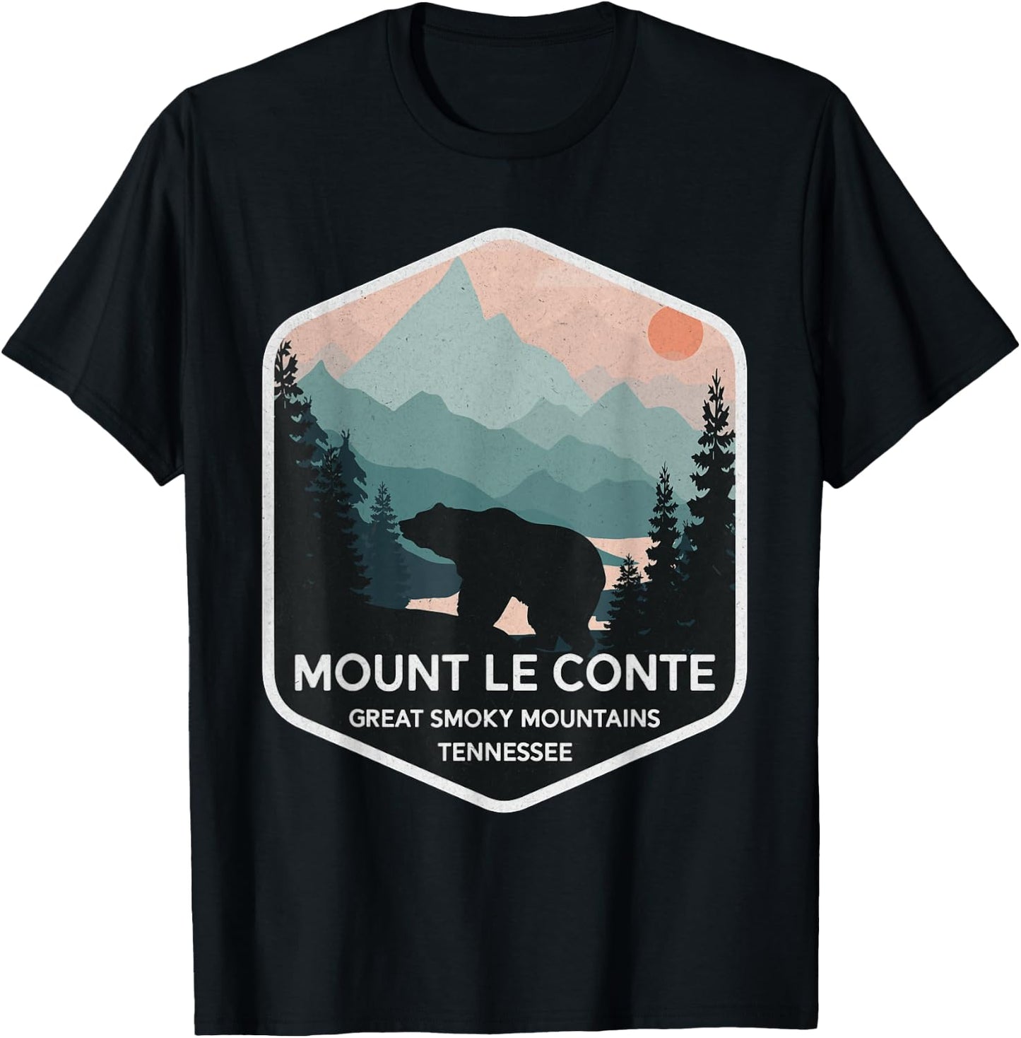 Mount Le Conte Great Smoky Mountains Tennessee Vintage Bear T-Shirt - T-Shirt | Black