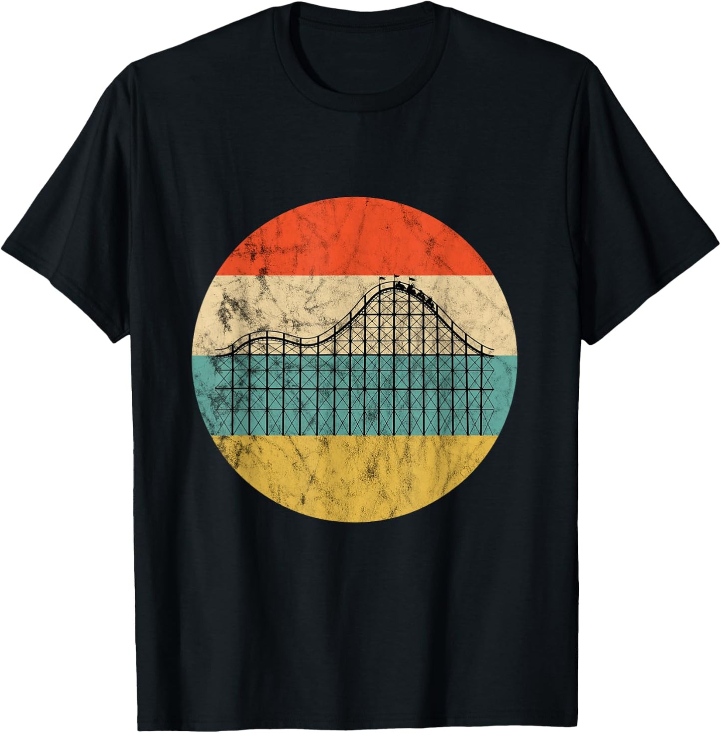 Roller Coaster Lover Retro Theme Park Thrillseekers T-Shirt - T-Shirt | Black