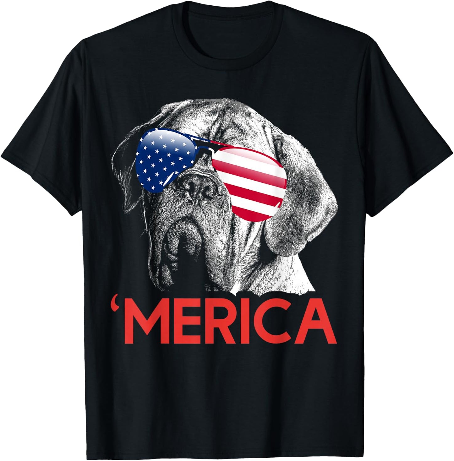 Merica Dogue de Bordeaux American Flag 4th of July T-Shirt - T-Shirt | Black
