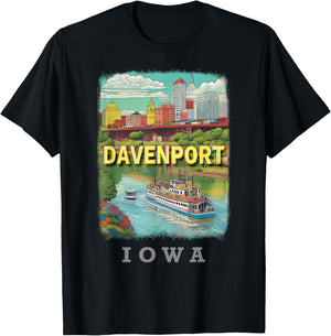 Davenport Iowa IA Riverfront Bliss SD914 T-Shirt - T-Shirt | Black