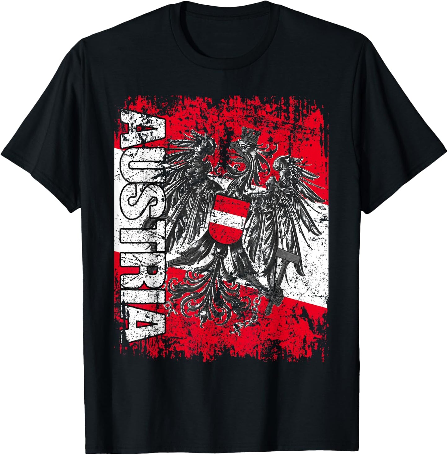AUSTRIA Flag Vintage Distressed AUSTRIA T-Shirt - T-Shirt | Black