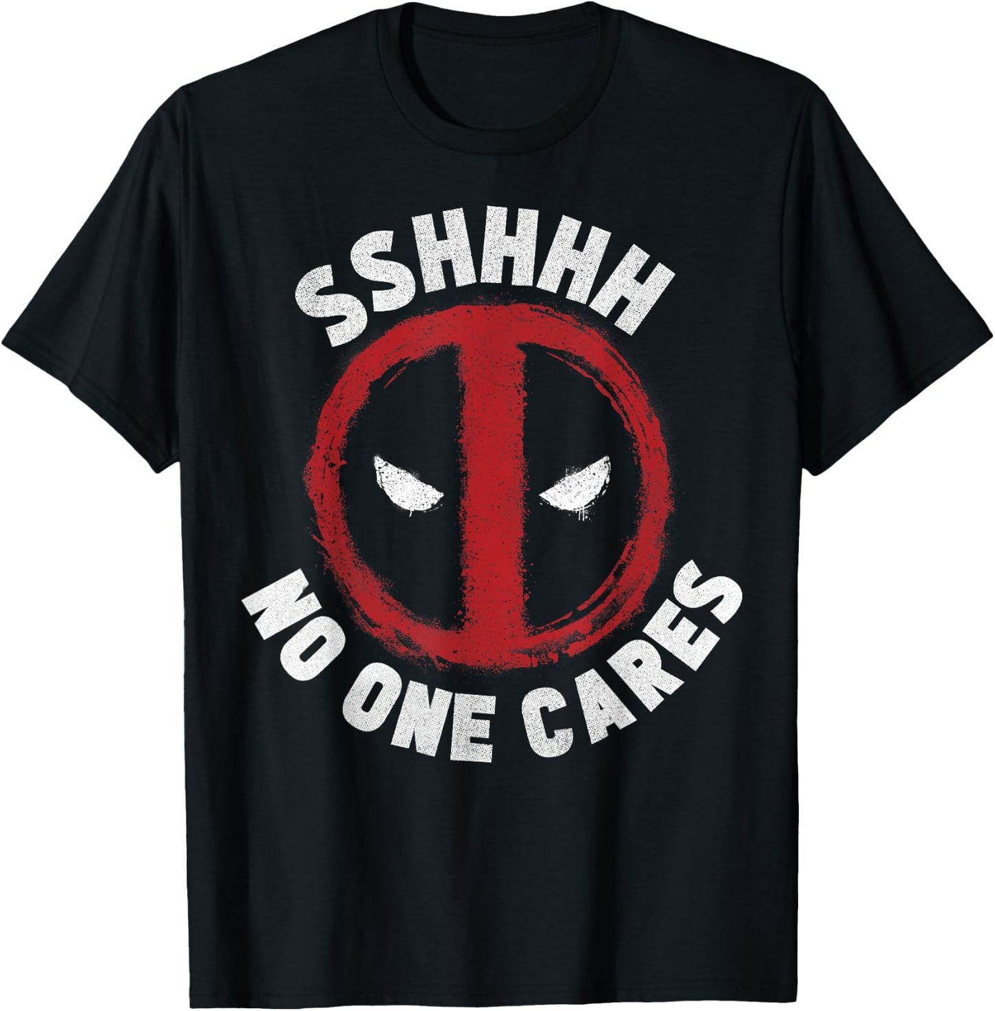 Marvel Deadpool Sshhhh No One Cares Logo T-Shirt - T-Shirt | Black