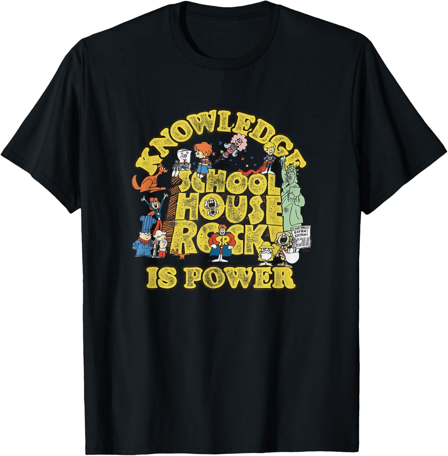 Schoolhouse Rock Knowledge is Power Logo Vintage TV Show T-Shirt - T-Shirt | Black