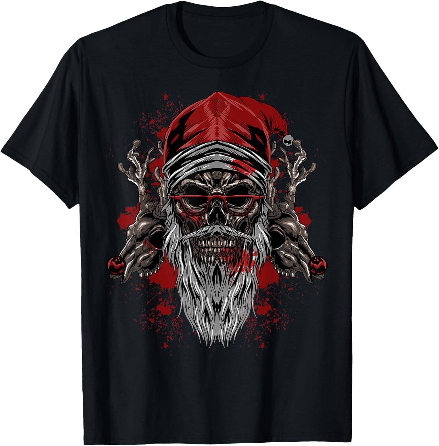Evil Santa Skull Heavy Xmas Gift T-Shirt - T-Shirt | Black