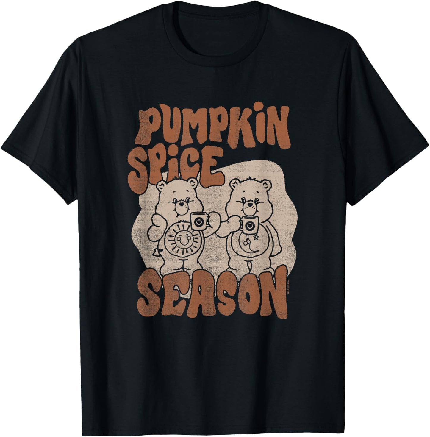 Care Bears Thanksgiving Vintage Pumpkin Spice Season Duo T-Shirt - T-Shirt | Black