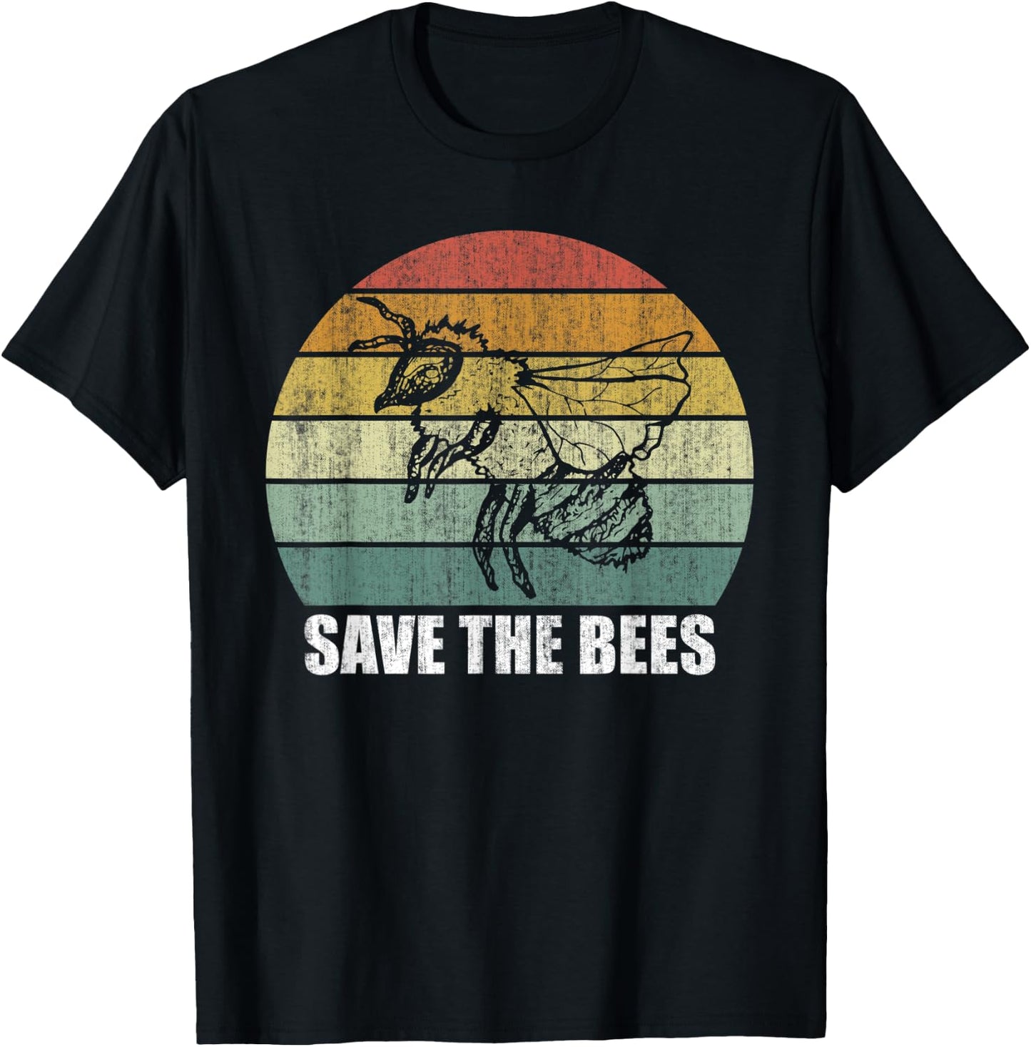Retro Save The Bees Shirt Funny Bee Lover Gifts Bee Kind T-Shirt - T-Shirt | Black
