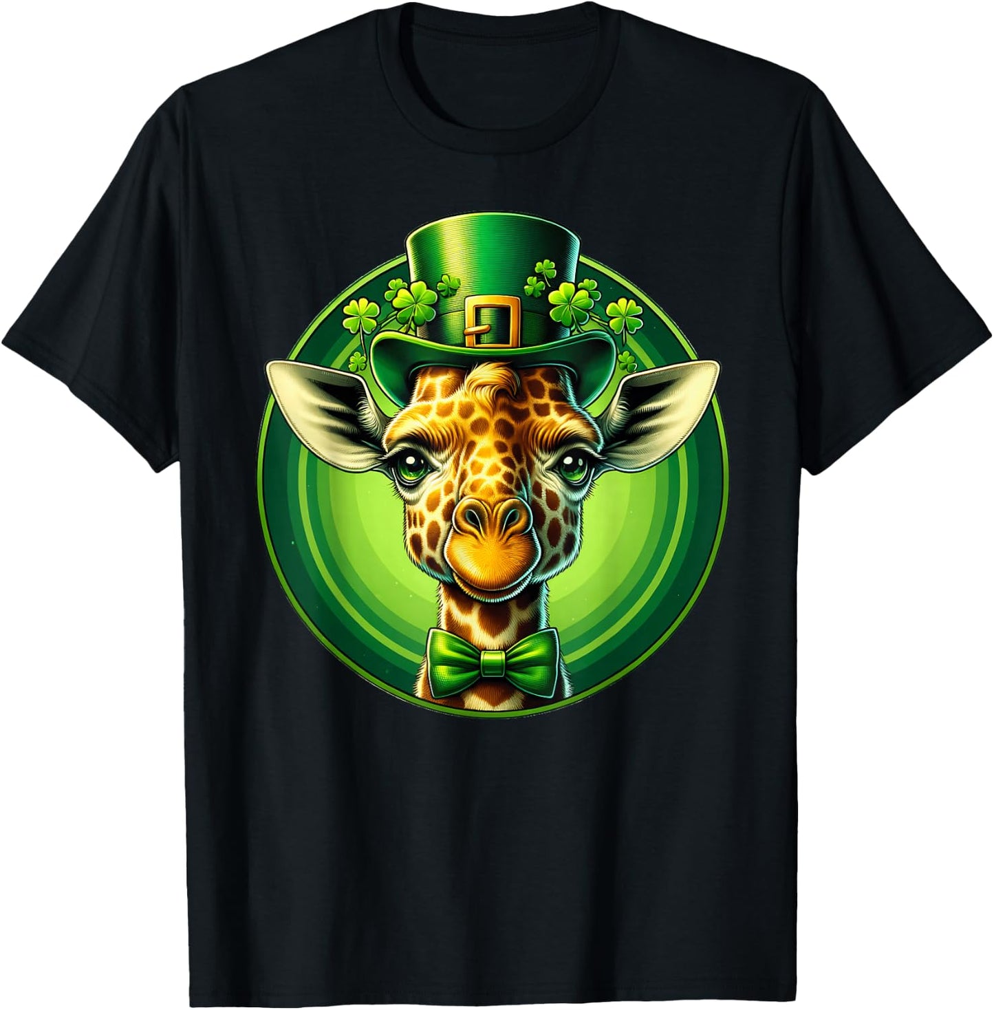 Funny Leprechaun Giraffe St Patricks Day Kids Men Women T-Shirt - T-Shirt | Black