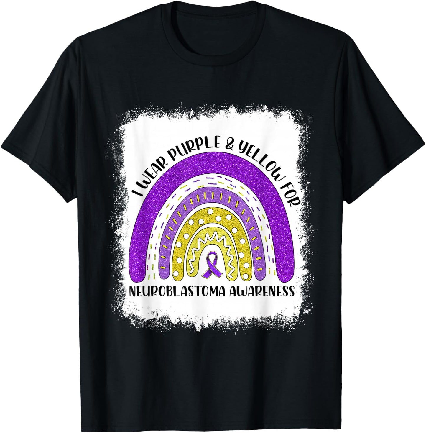 Rainbow I Wear Gold For Neuroblastoma Awareness Month T-Shirt - T-Shirt | Black