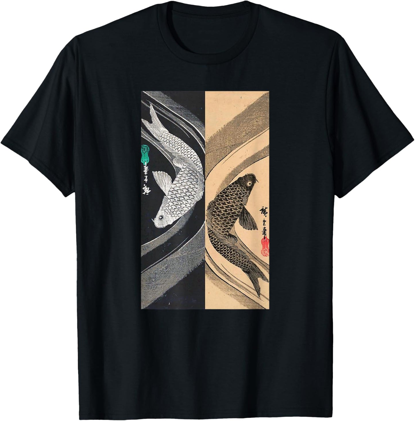 Japanese Art Fish Graphic Design 3 T-Shirt - T-Shirt | Black
