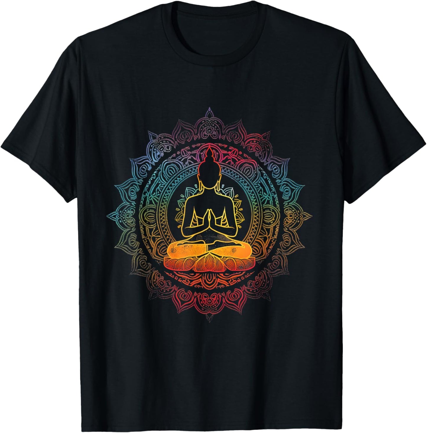 Zen Buddha Meditation Mandala Spiritual Buddhist Hindu T-Shirt - T-Shirt | Black