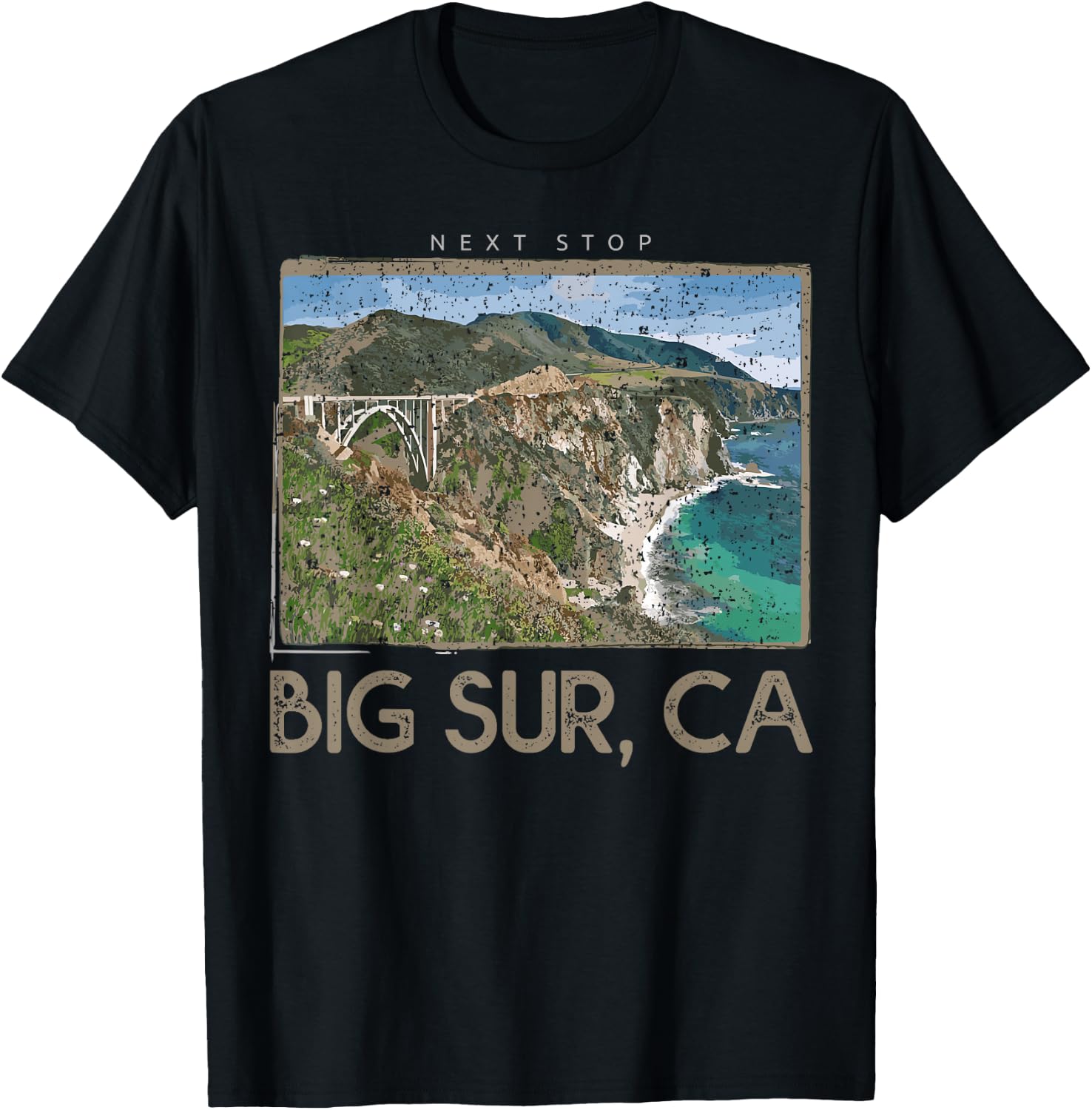 Big Sur, CA Next Stop Vintage T-Shirt - T-Shirt | Black