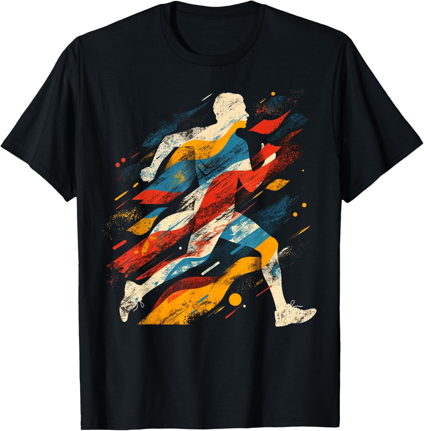 Artsy Cross country runner on Abstract Art Running T-Shirt - T-Shirt | Black