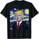 Donald Trump President Van Gogh Art Painting Star Sky Night T-Shirt - T-Shirt | Black