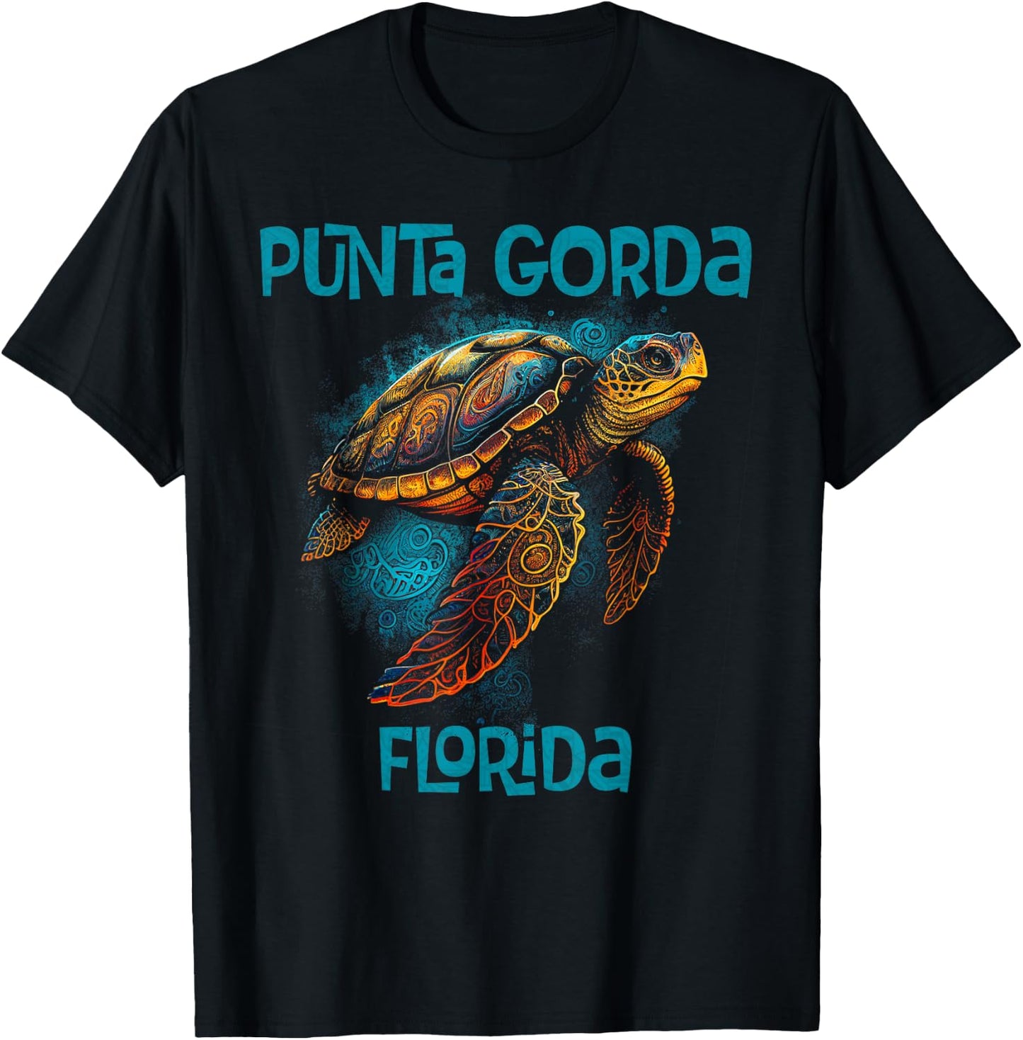 Punta Gorda Florida FL Retro Vintage Beach Sea Turtle T-Shirt - T-Shirt | Black