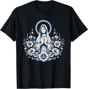 Our Lady of Lourdes Powerful Symbol Mother Mary Saint Mary T-Shirt - T-Shirt | Black