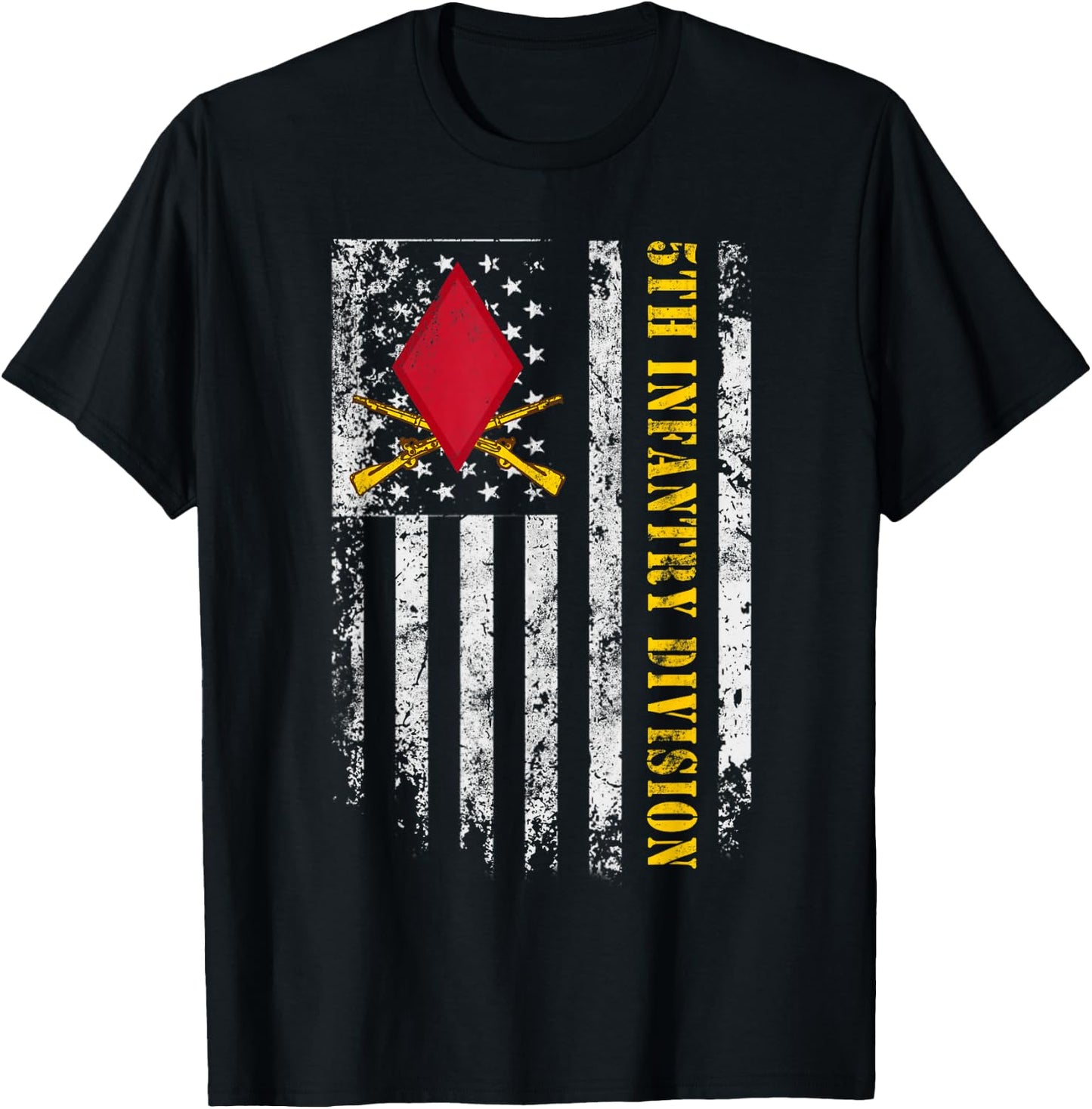5th Infantry Division "Red Diamond" Shirt Flag Veterans Day T-Shirt - T-Shirt | Black
