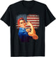 Rosie The Riveter American Flag US Flag T-Shirt - T-Shirt | Black