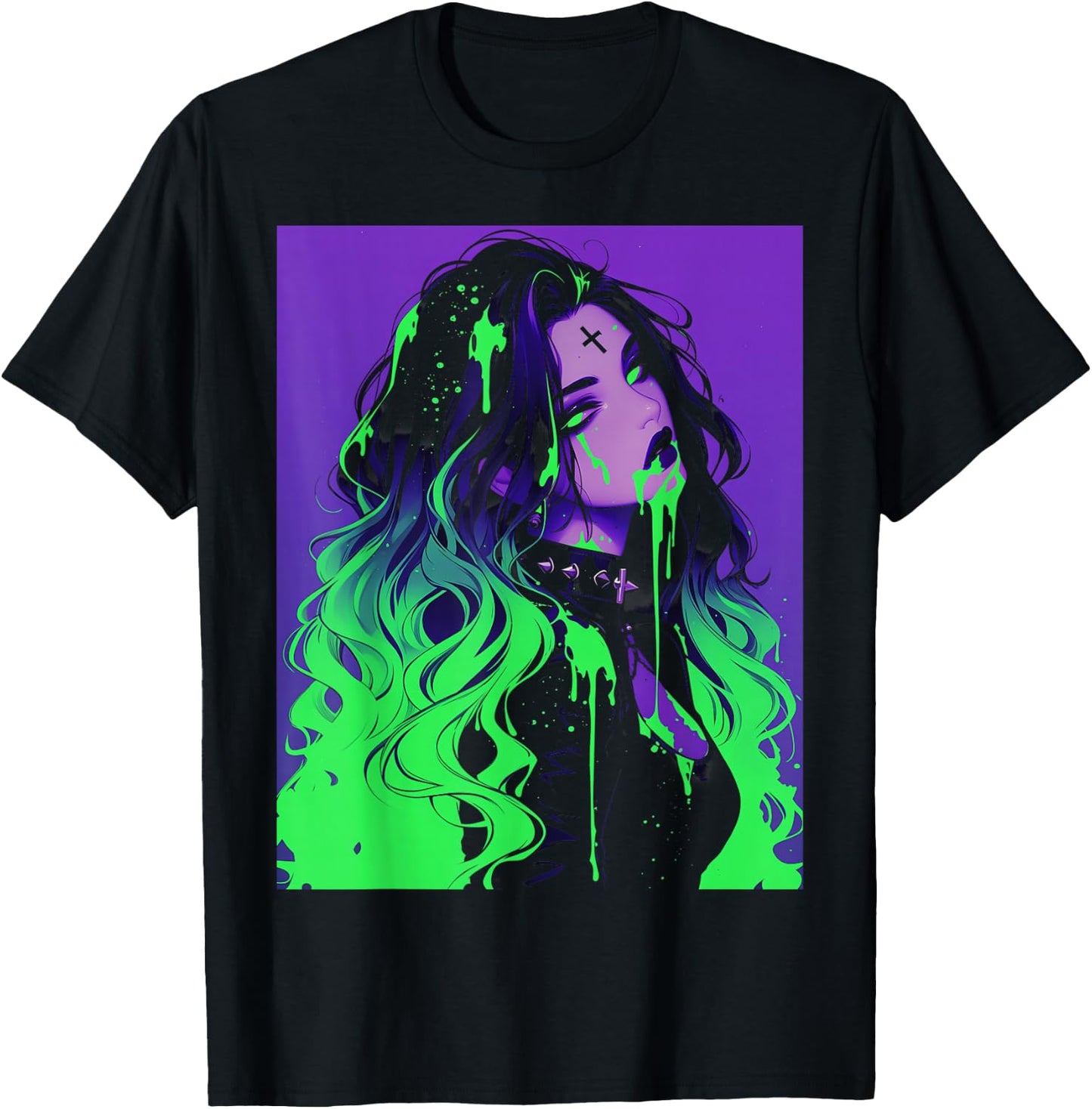 Cybergoth Cybercore Grunge Punk Goth Girl Alt Anime Manga T-Shirt - T-Shirt | Black