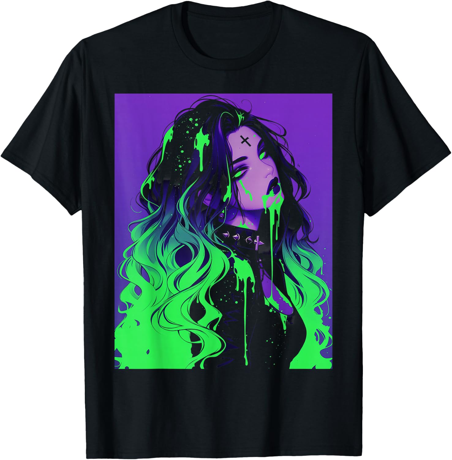 Cybergoth Cybercore Grunge Punk Goth Girl Alt Anime Manga T-Shirt - T-Shirt | Black