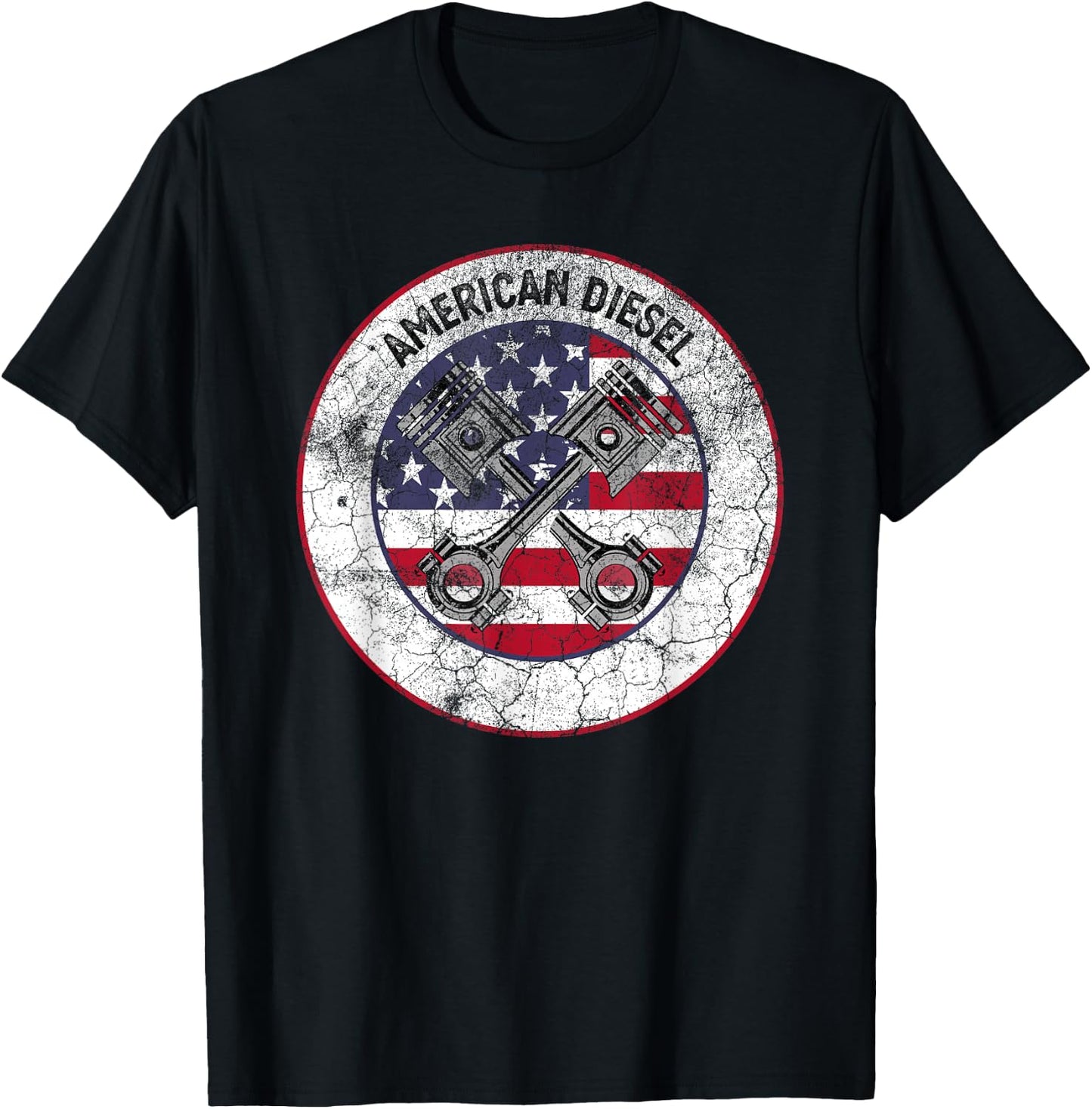 American Diesel Flag Vintage Diesel Mechanic Smoke Trucks T-Shirt - T-Shirt | Black