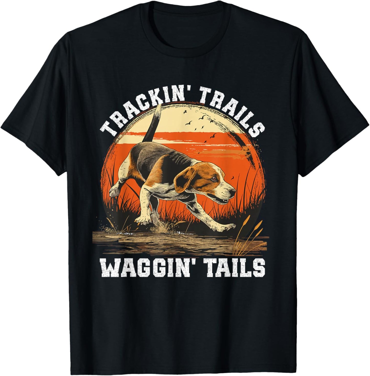 Dog Hunter Tracking Trails Beagle Hunting T-Shirt - T-Shirt | Black