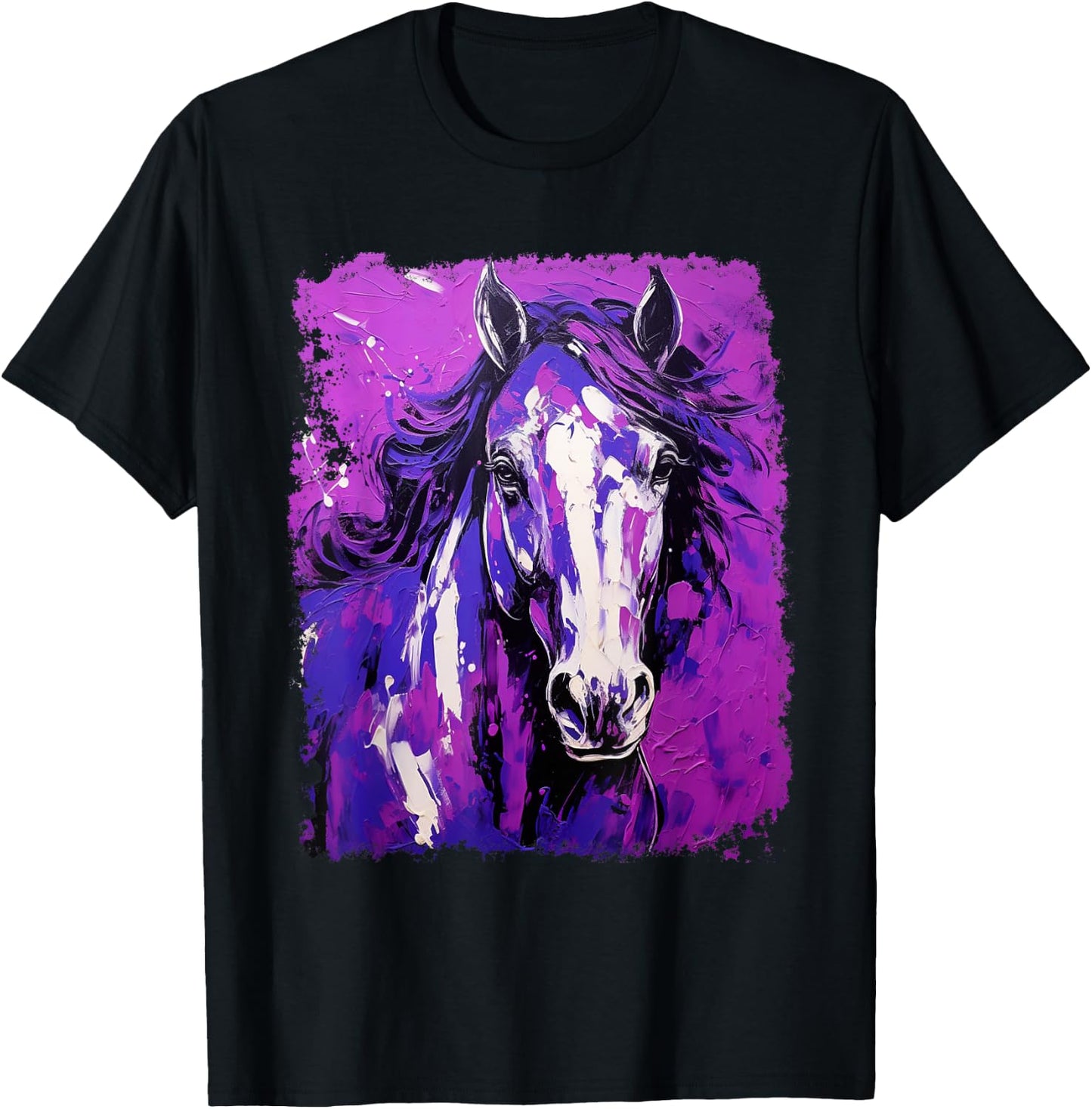 Farm Animal Purple Horse T-Shirt - T-Shirt | Black