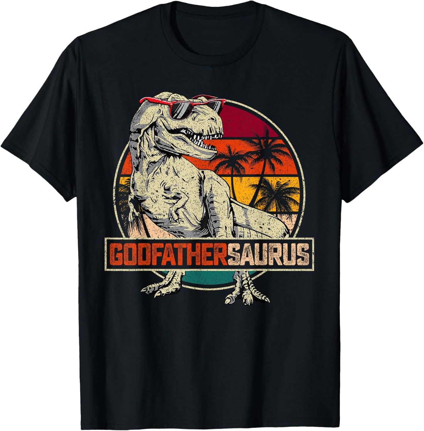 Godfathersaurus T Rex Dinosaur Godfather Saurus Family Match T-Shirt - T-Shirt | Black