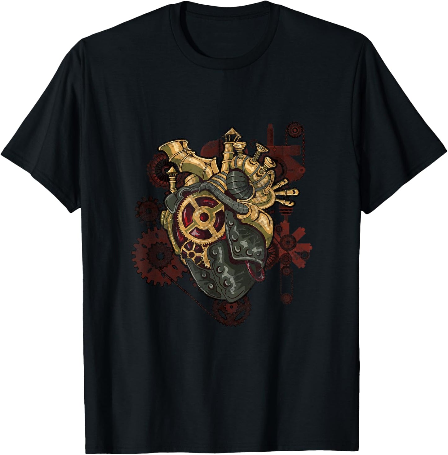 Steampunk Heart Robot Cosplay Scifi Mechanical Gears Anatomy T-Shirt - T-Shirt | Black