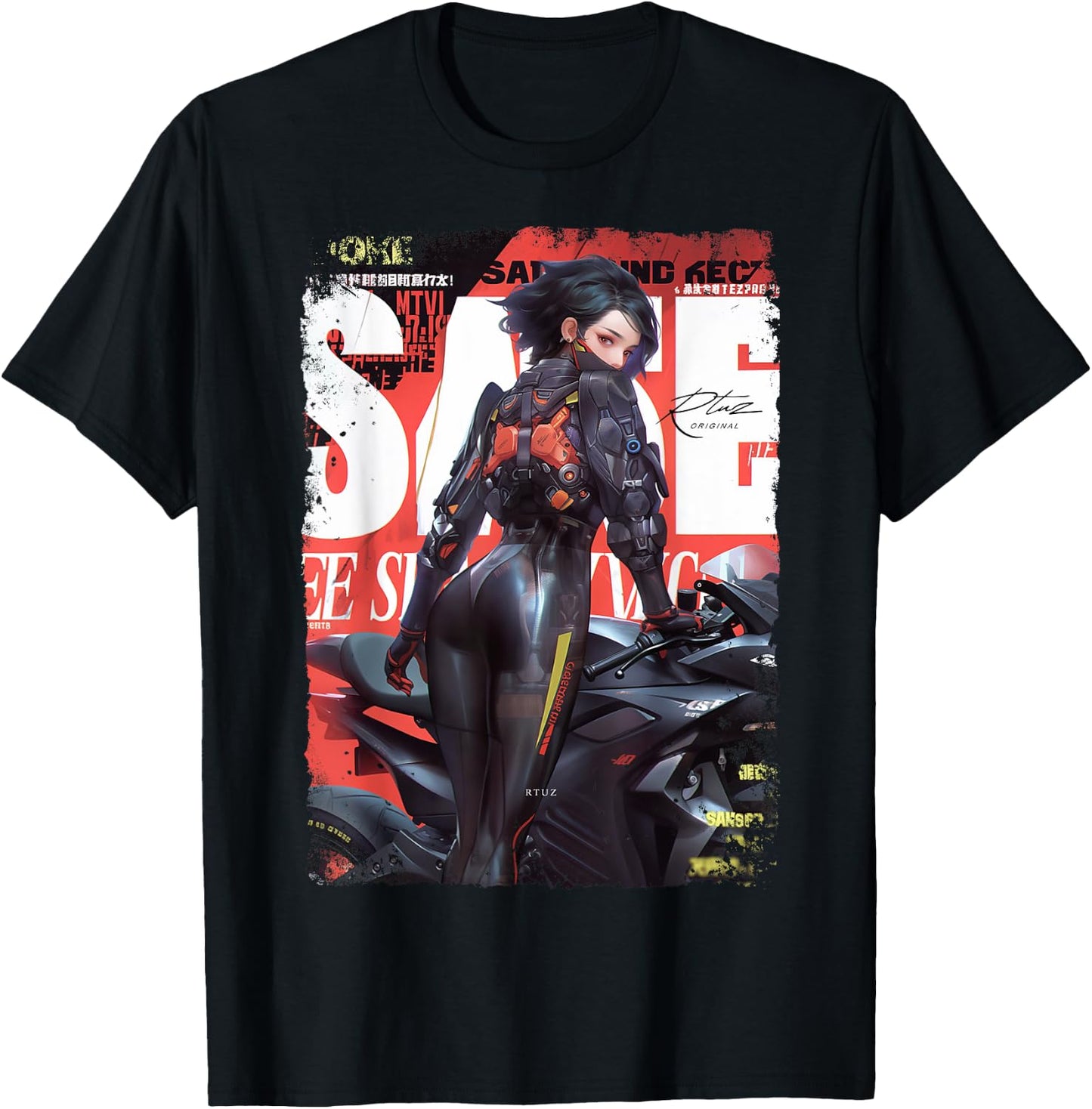 Supersport bike Superbike Pin-up girl racing motorcycle T-Shirt - T-Shirt | Black