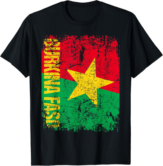 BURKINA FASO Flag Vintage Distressed BURKINA T-Shirt - T-Shirt | Black