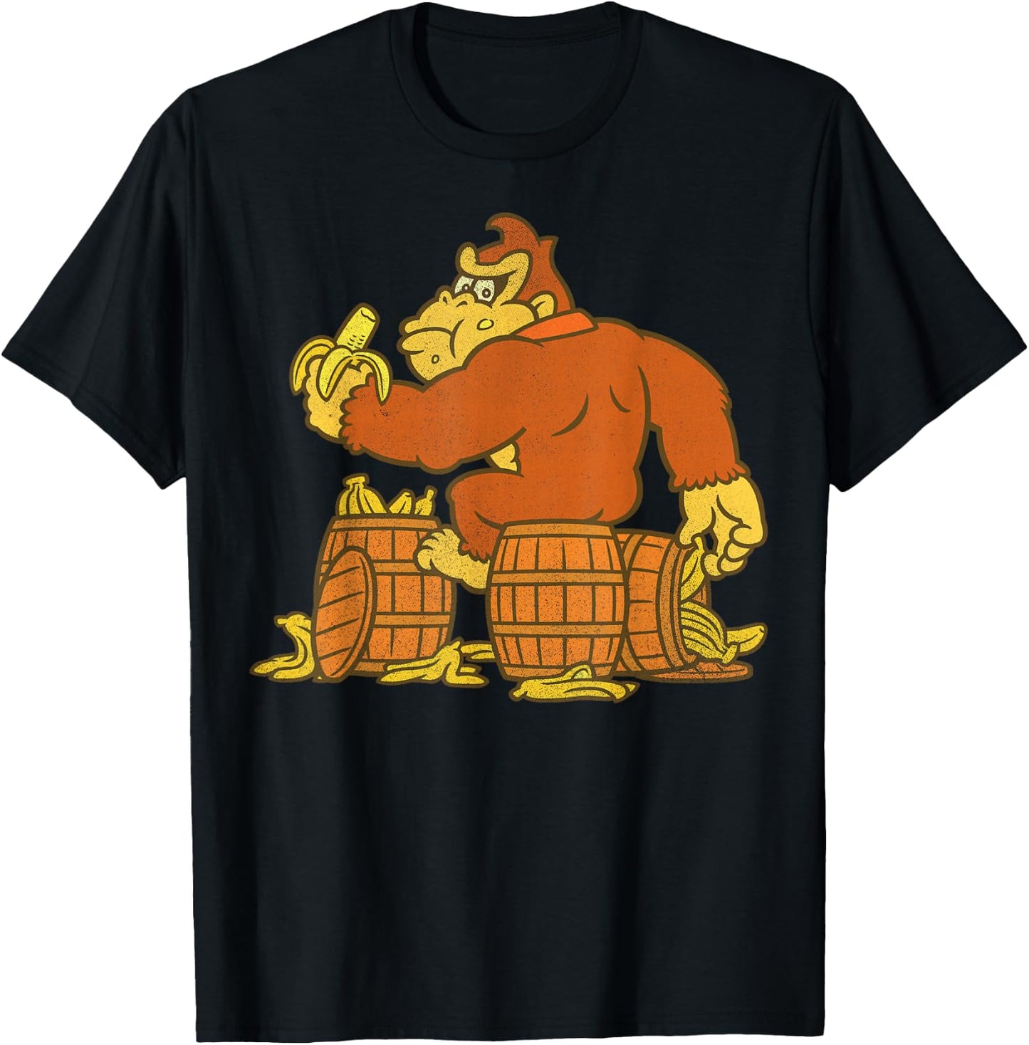 Super Mario Donkey Kong Bananas On Barrel T-Shirt - T-Shirt | Black