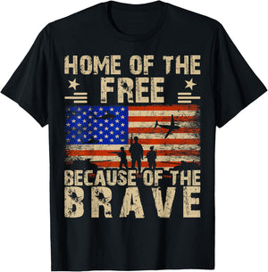 4th of July USA Flag - Home of the Free because of the Brave T-Shirt - T-Shirt | Black